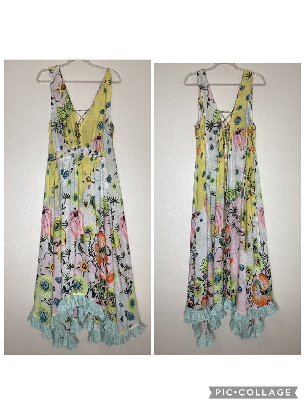 Anthropologie Multi-Color Floral Ruffle Hem Slip Dress - Picture 4 of 11